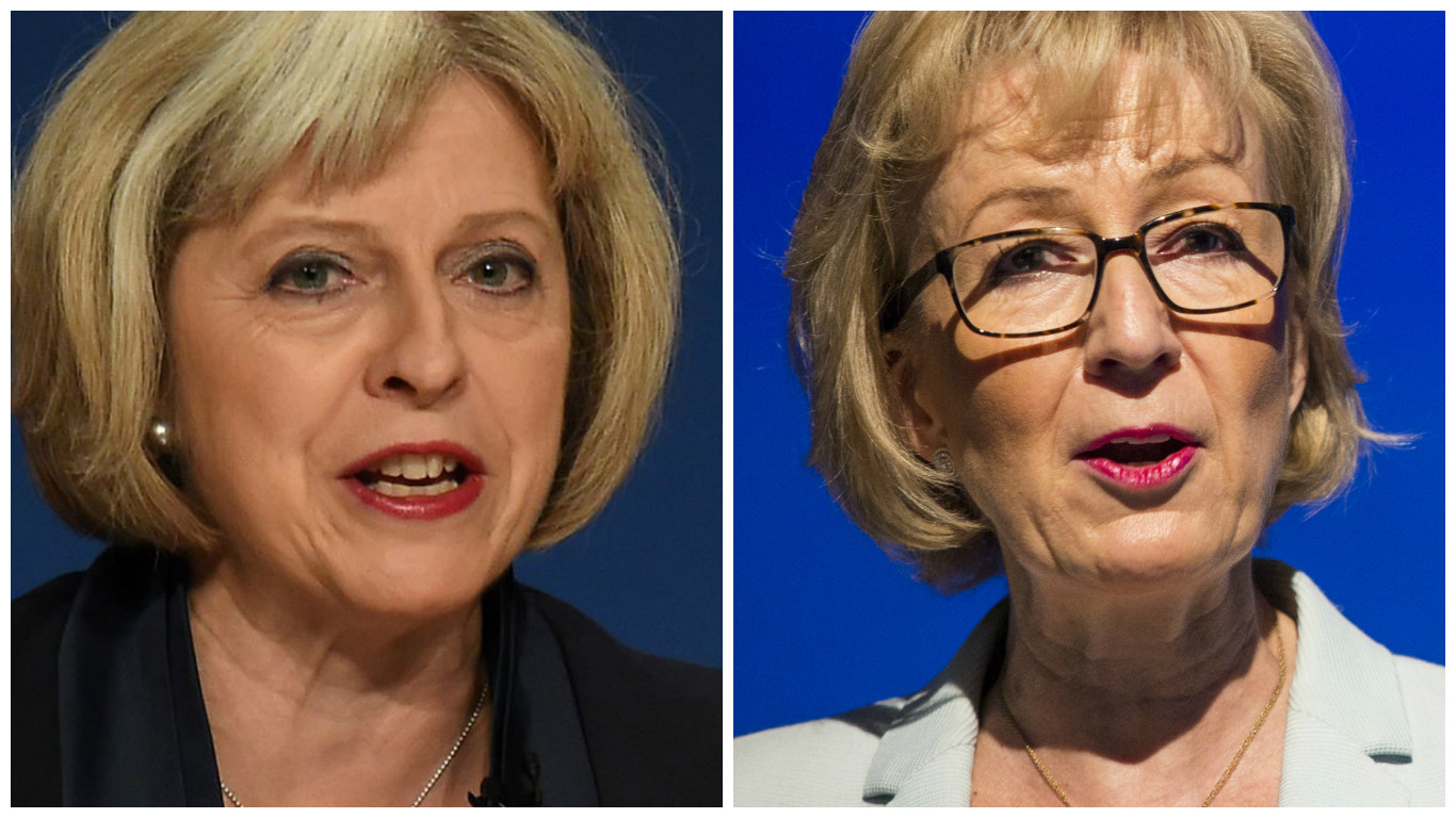 Theresa May (L) and Andrea Leadsom (PA)