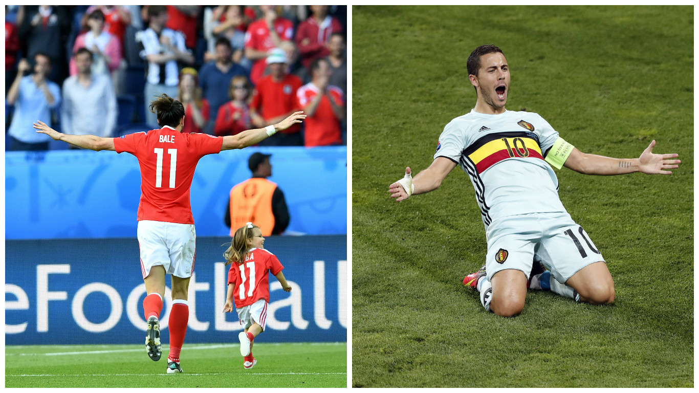 Superstars Gareth Bale (L) and Eden Hazard both want a place in the semi-finals (Mustafa Yalcin/Anadolu Agency/Getty Images & AP Photo/Francois Mori)