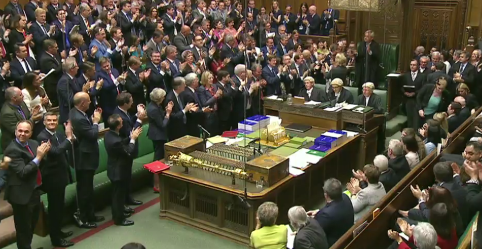 Cameron is applauded by most MPs (BBC)