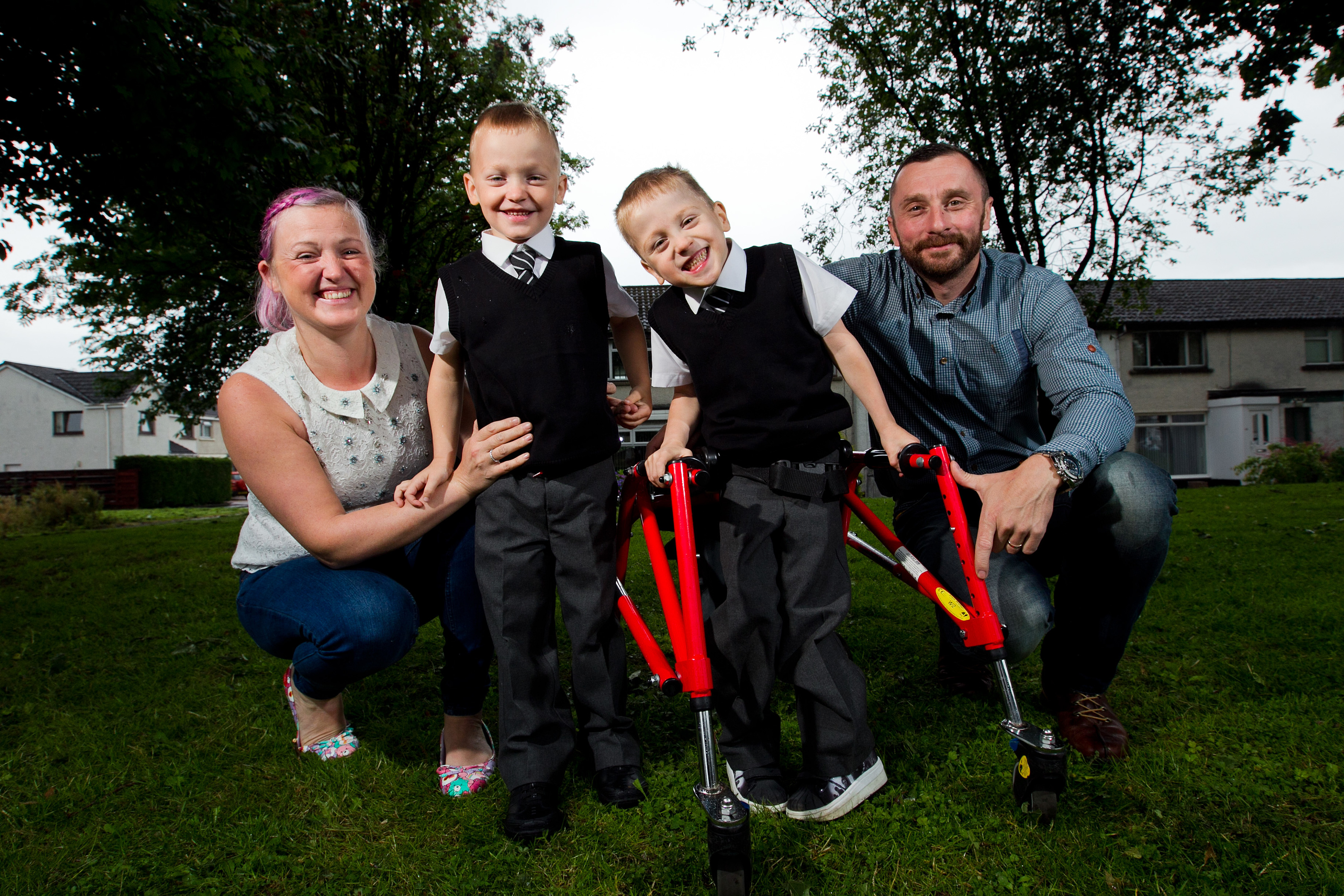 Alfie McAusland with brother Blair, and parents, Chris and Natalie (Andrew Cawley/Sunday Post)