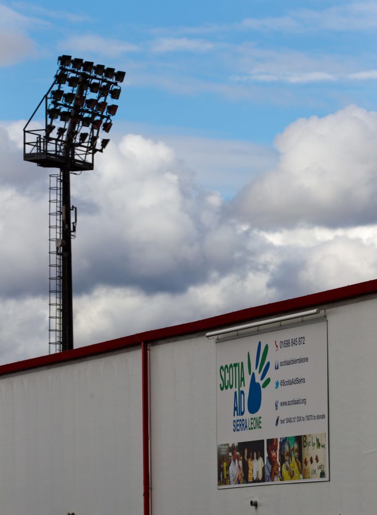 Advertising boards for Scotia Aid at New Douglas Park (Andrew Cawley / DC Thomson)