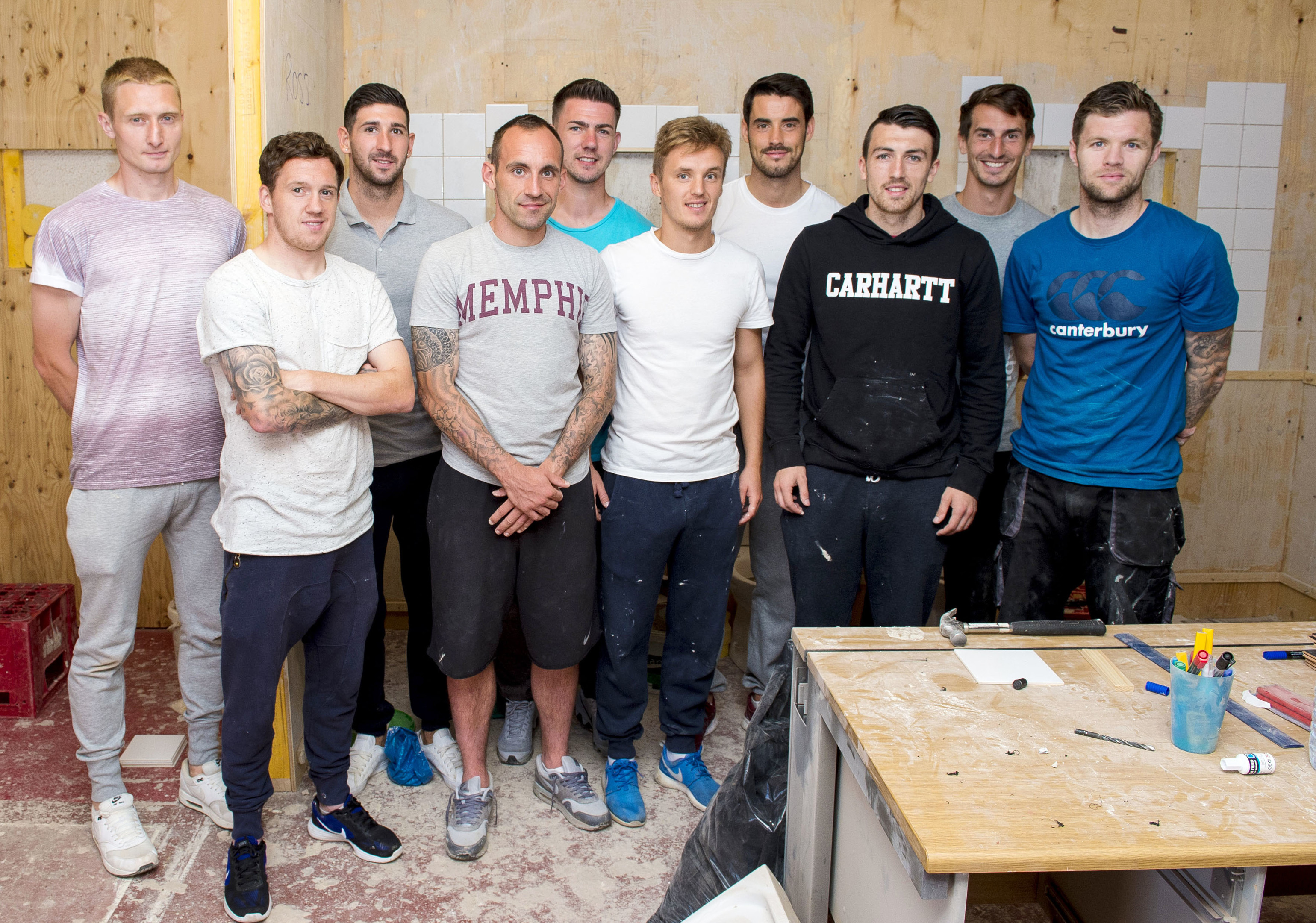 (l-r)Chris Erskine, Danny Swanson, Alan Martin, Mark Stewart, Ross Forbes, Bobby Barr, Brain Graham, David Smith, Grant Anderson and Darren Barr (SNS Group / Paul Devlin)