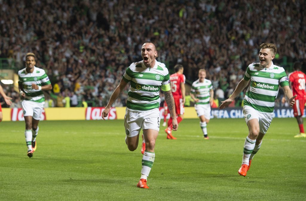 Celtic's Scott Brown celebrates having put his side 5-2 in front (SNS Group / Craig Foy)