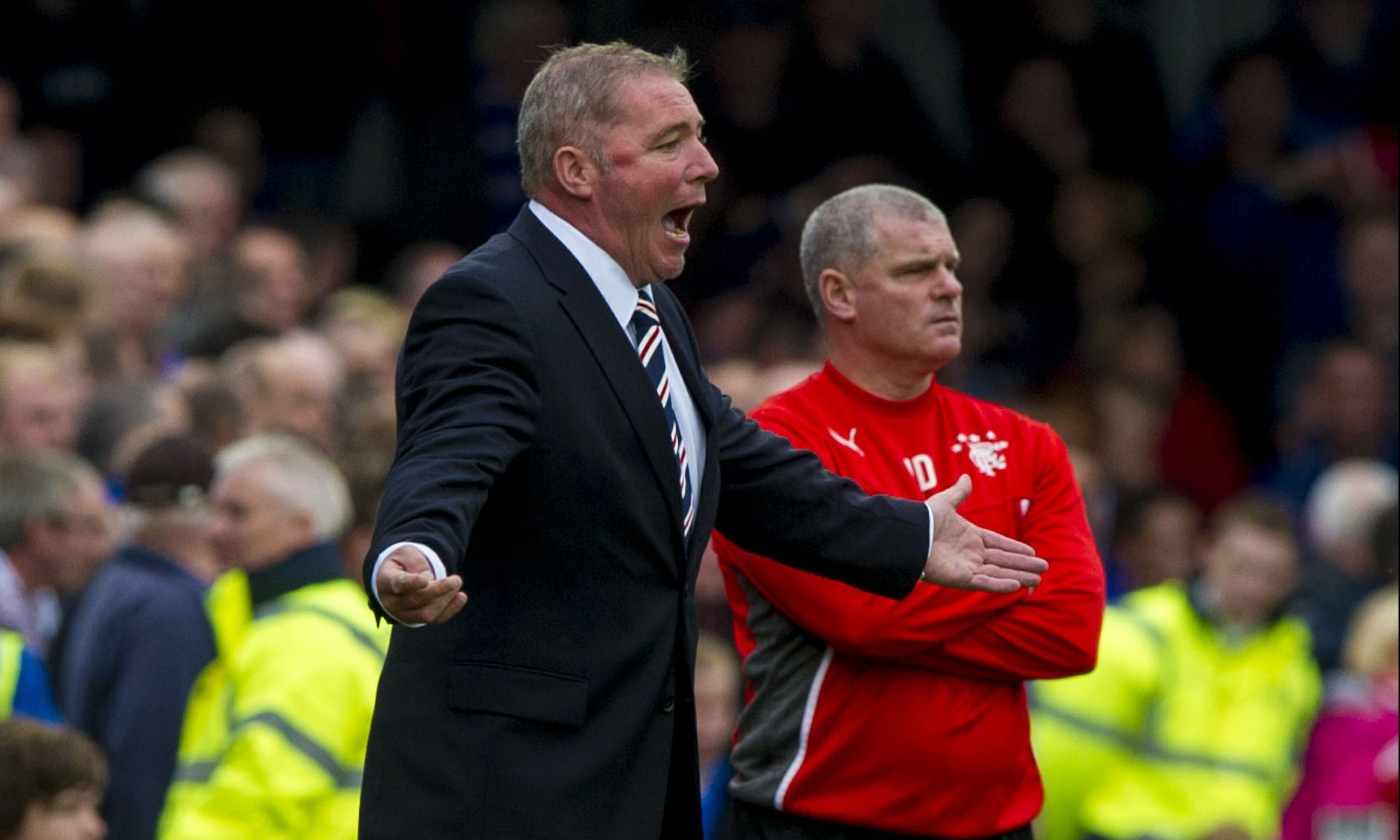 Durrant (right) with McCoist on the touchline (SNS Group)