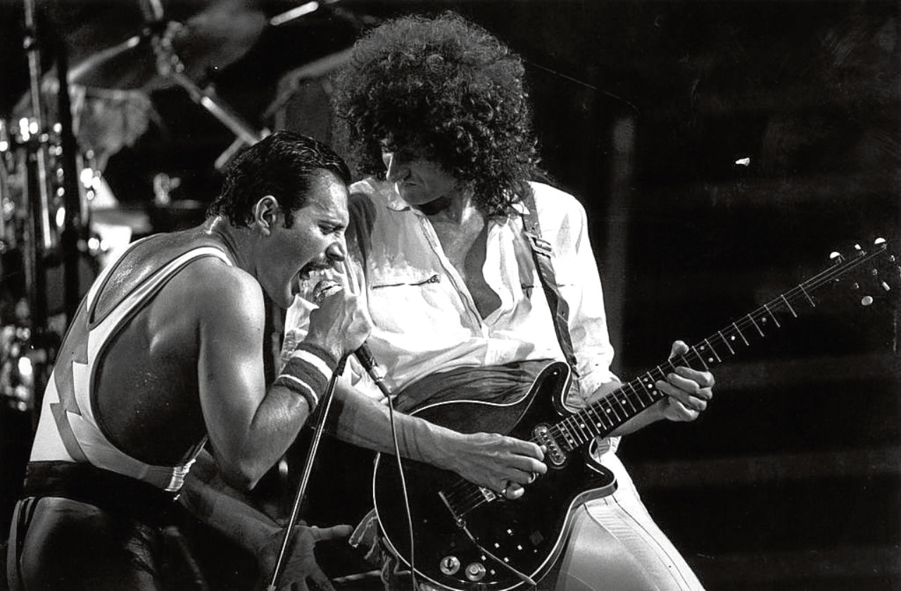 Freddie Mercury and guitarist Brian May (Rogers/Express/Getty Images)