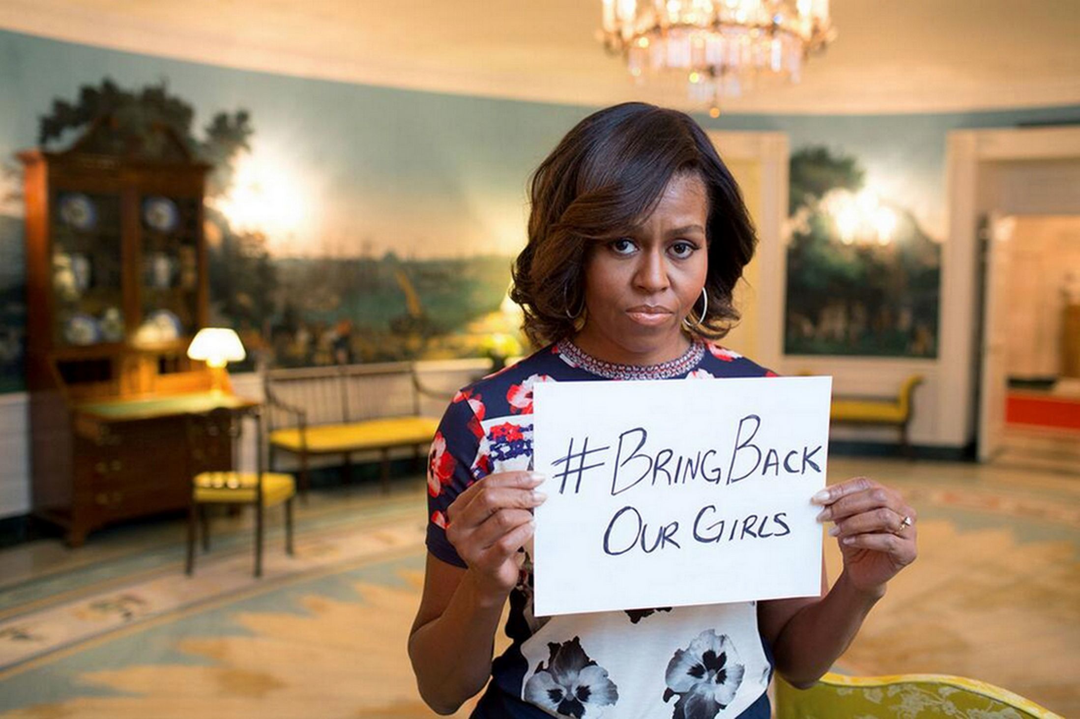 Michelle Obama in response to Boko Haram kidnapping of Chibok schoolgirls