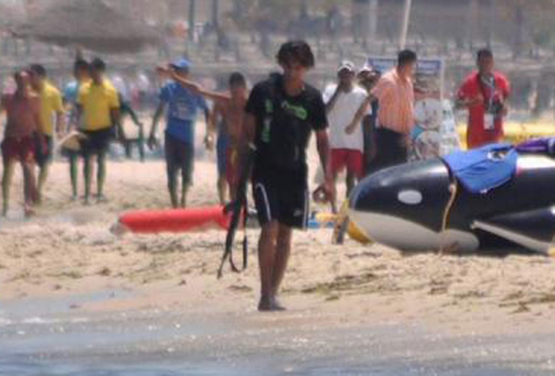 Gunman in Tunisia terror attack walking on the beach