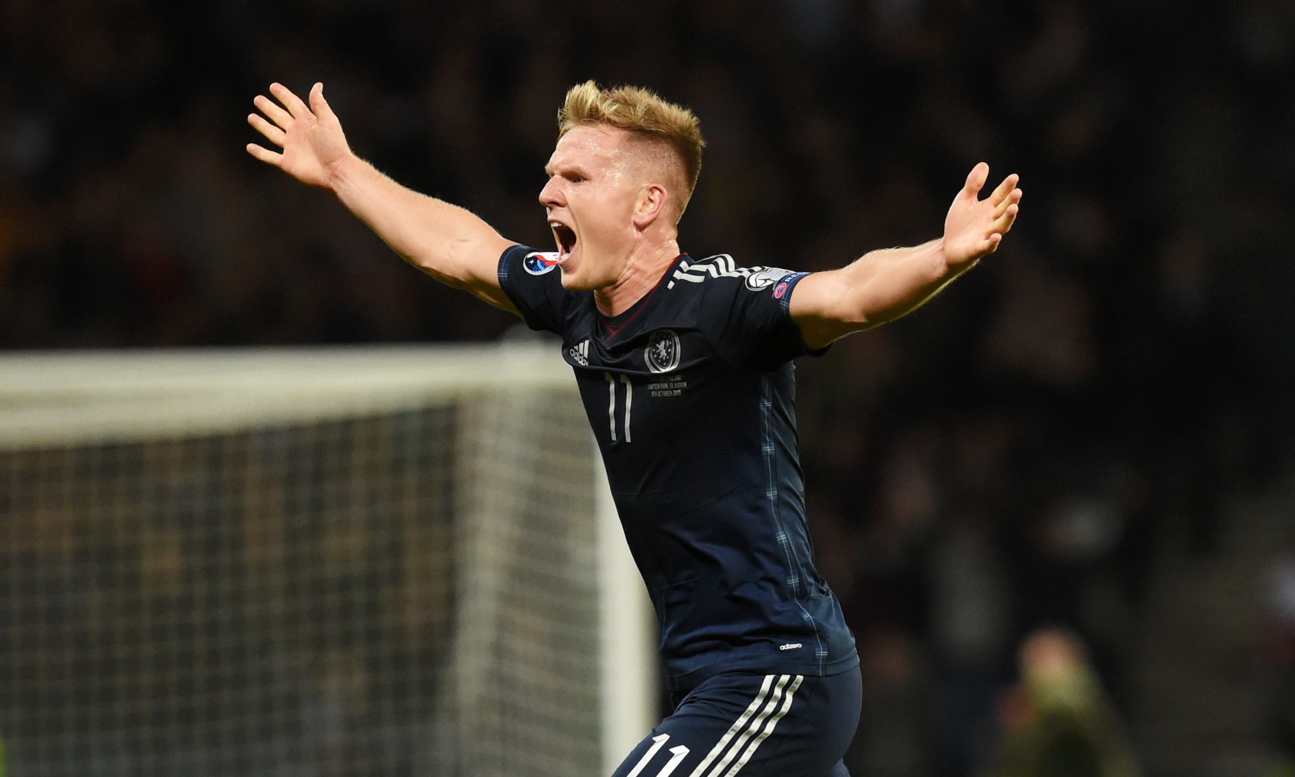 Scotland's Matt Ritchie celebrates scoring against Poland at Hampden (SNS Group / Craig Foy)