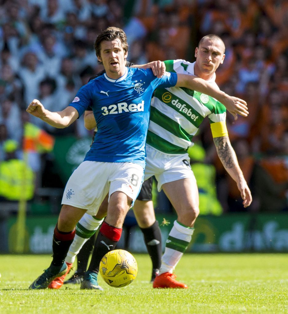 Rangers' Joey Barton (left) with Celtic's Scott Brown (SNS Group / Sammy Turner)