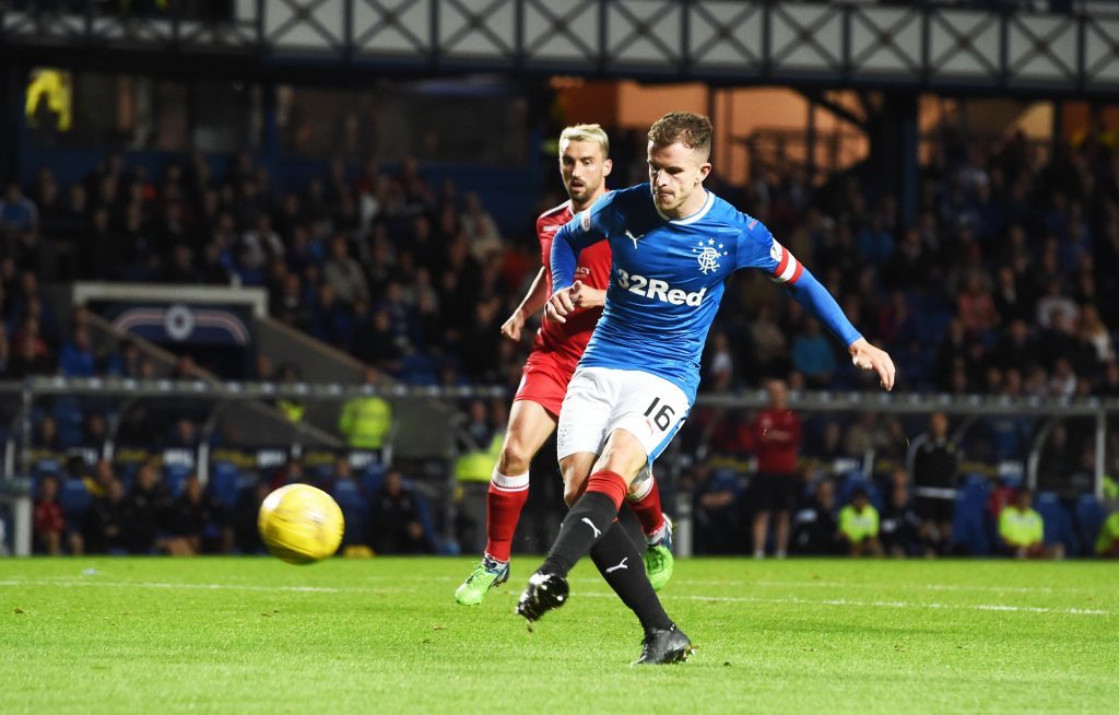 Halliday scores his side's second goal (SNS Group)