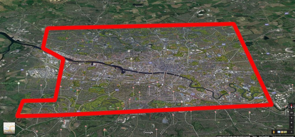 The area of Glasgow covered (Google)