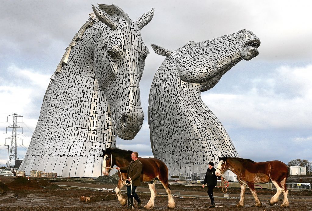 The Kelpies form a gateway to the Forth and Clyde canal at the Helix, Falkirk (Andrew Milligan / PA Archive)
