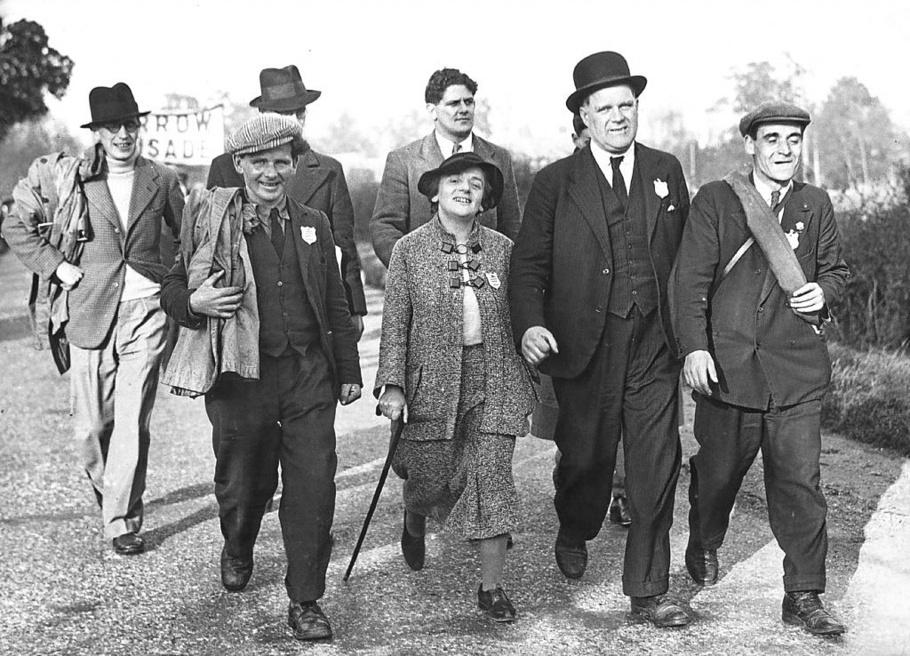 Labour politician Ellen Wilkinson (1891 - 1847) walking at the head of the Jarrow March (Central Press/Getty Images)