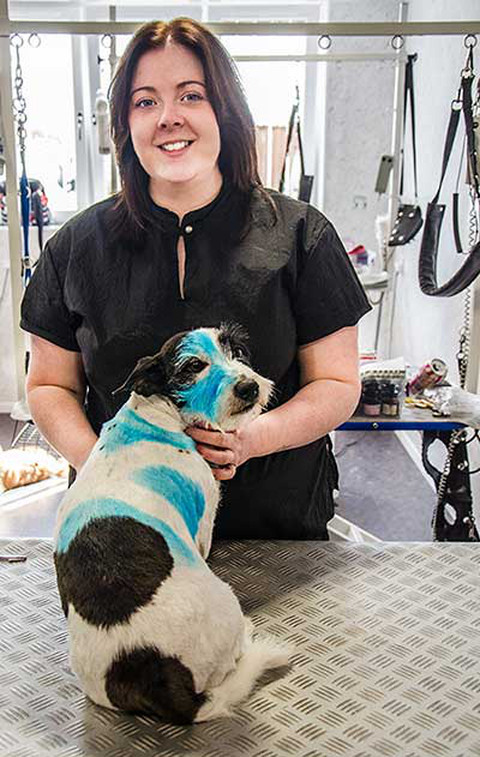 Danielle Murphy, who works in her mother's dog grooming salon (Pampers Dog Grooming)
