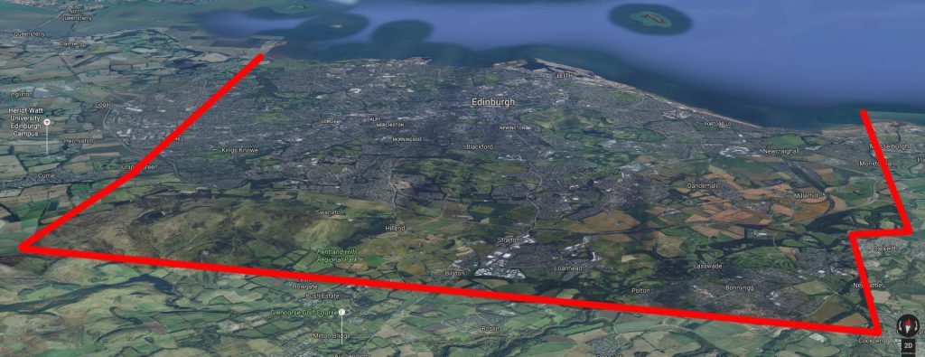 The area of Edinburgh covered (Google)