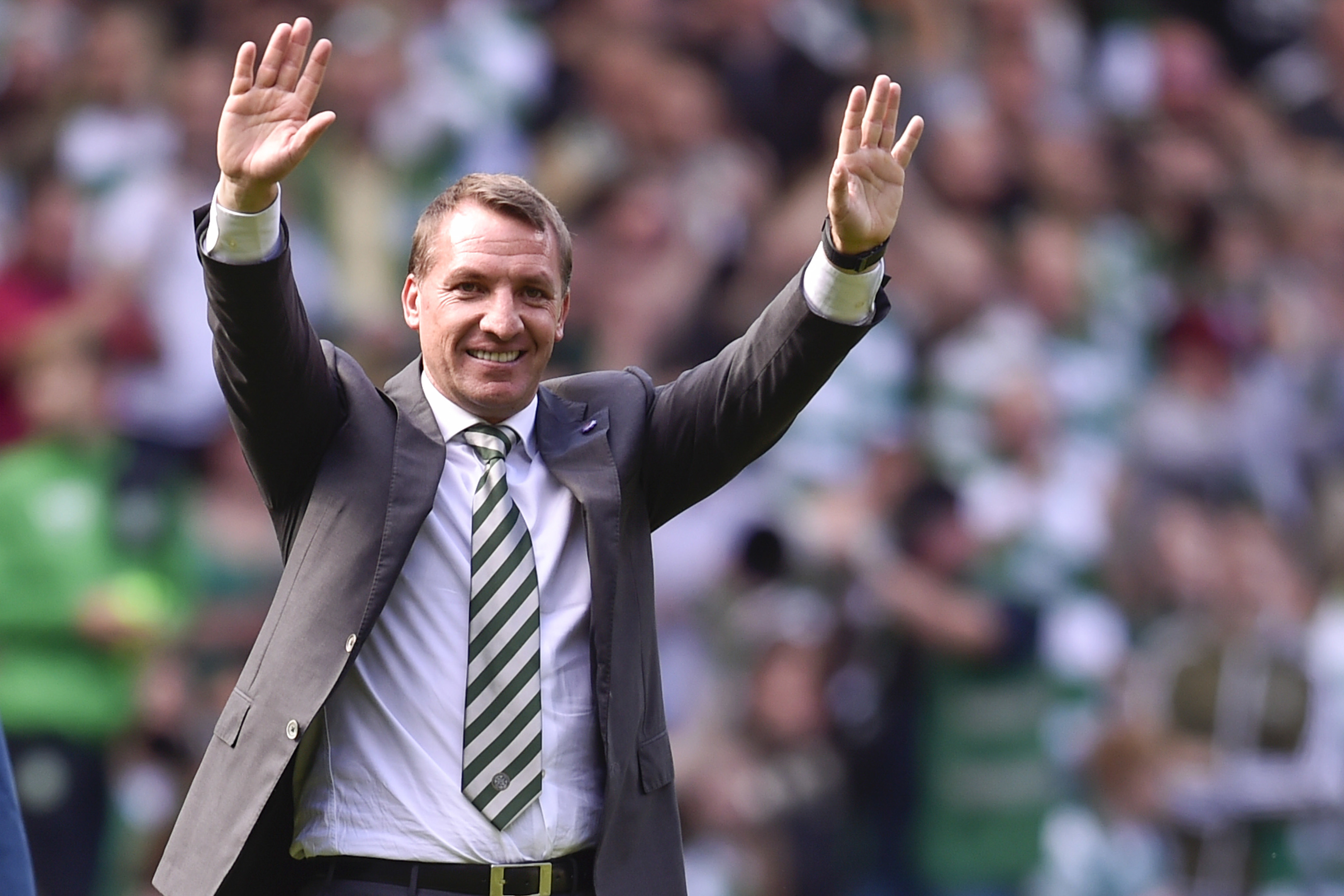 Celtic manager Brendan Rodgers celebrates at full-time (SNS Group / Rob Casey)