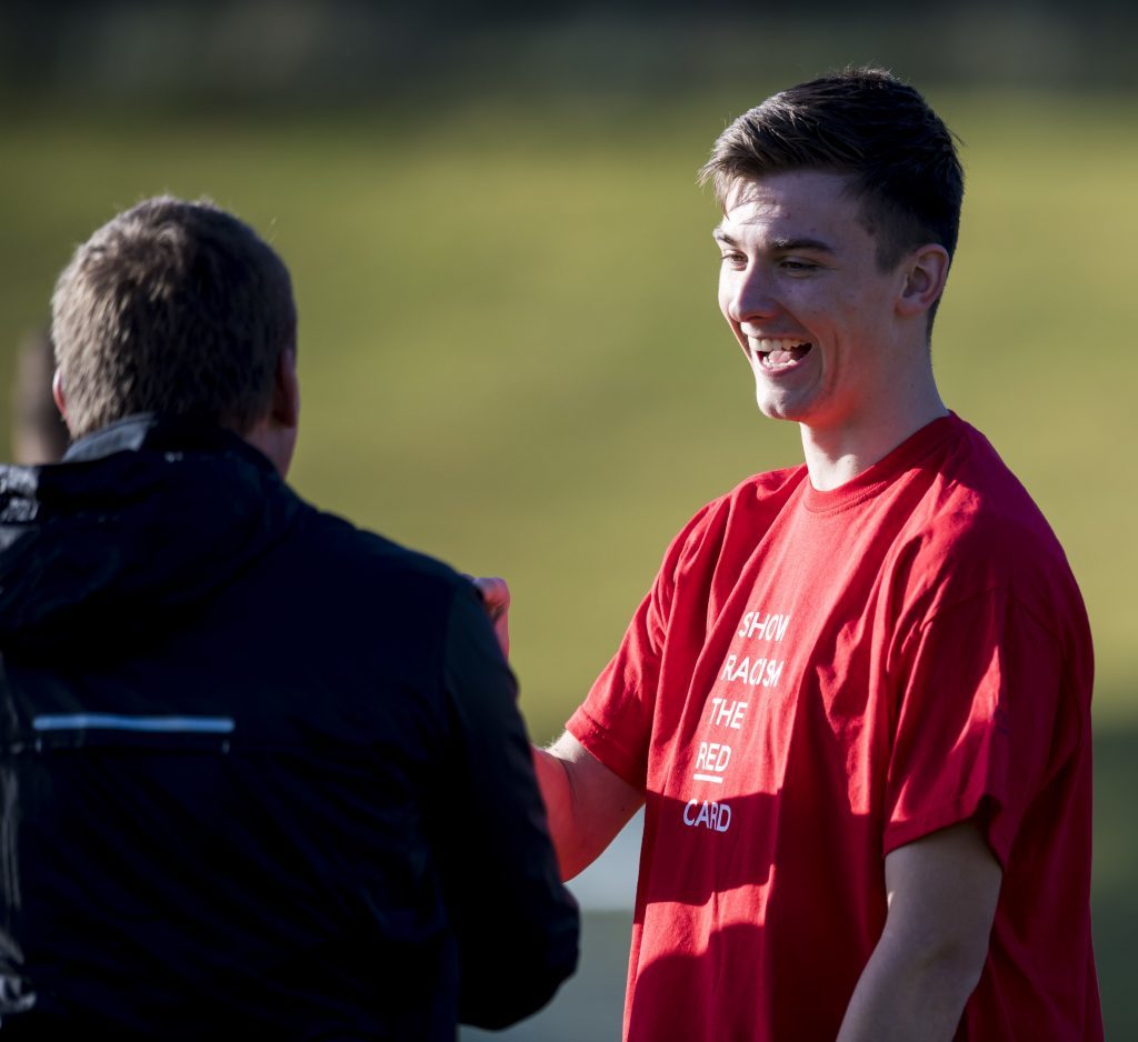 Scotland's Kieran Tierney is all smiles at training (SNS Group / Craig Williamson)