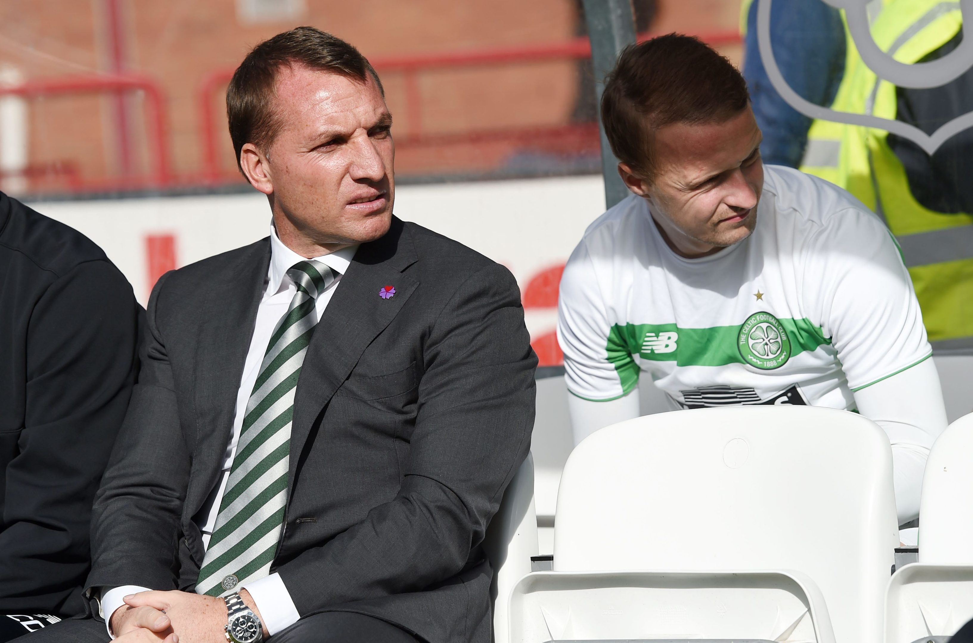 Celtic manager Brendan Rodgers (left) and Leigh Griffiths (SNS Group)