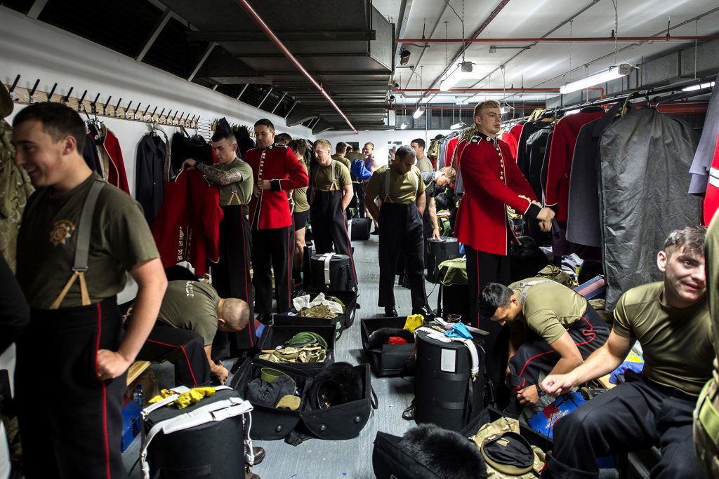 All Change: The changing room buzzing 30 minutes before forming up (Sergeant Rupert Frere RLC/PA Wire)