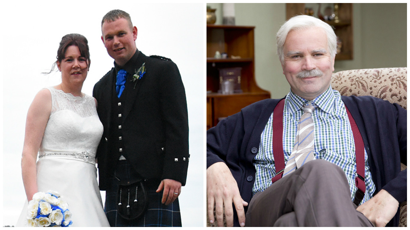 Leanne and Stuart McSherry from Dumfries , who interrupted their wedding celebrations so that they could watch the new series of Still Game (Darren Wyllie Photography)