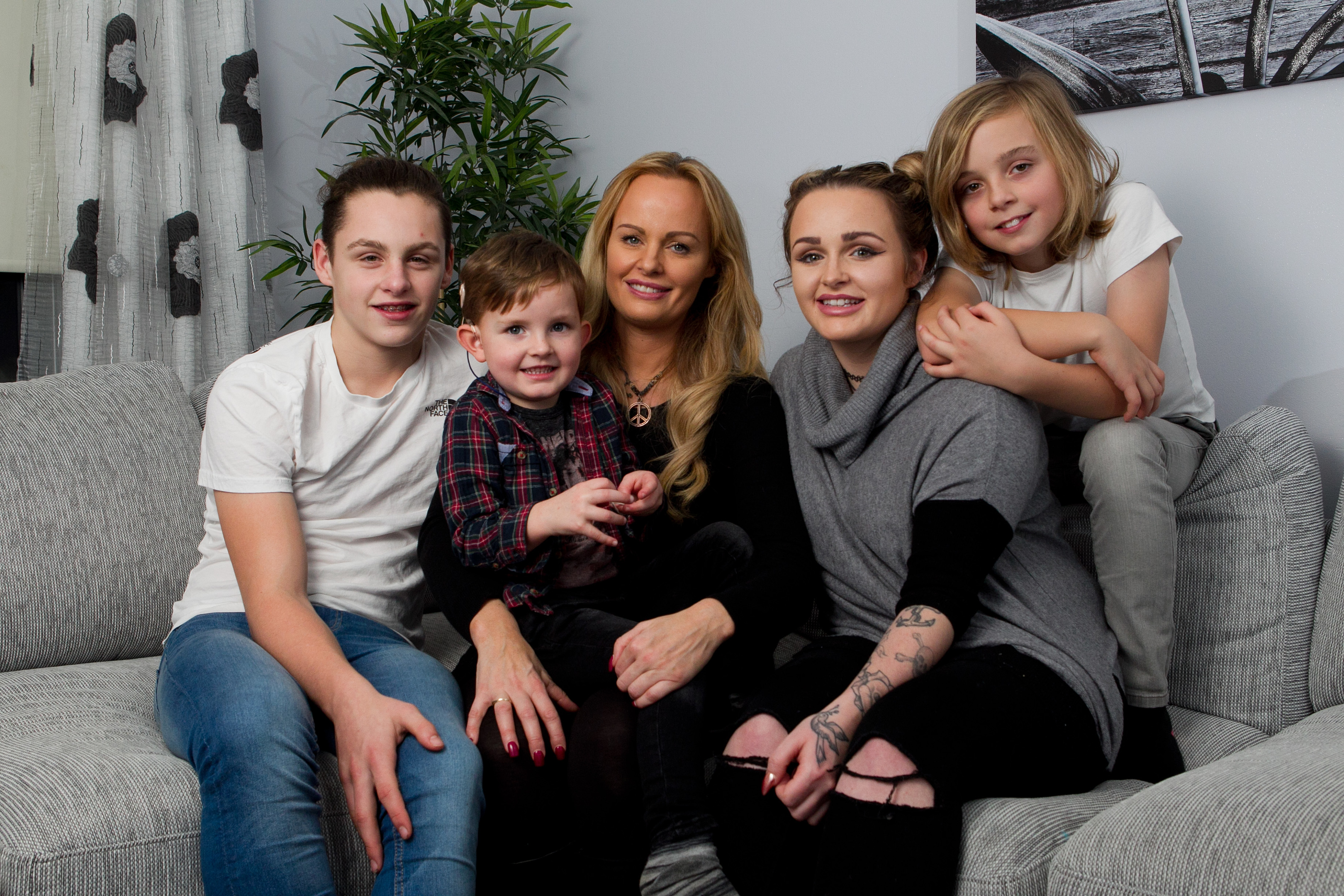 Alison Laird and her family: L-R): Jason 14, Lucas 4 (grandson), Alison, Lauren 23, Dean 11 (Andrew Cawley/Sunday Post)