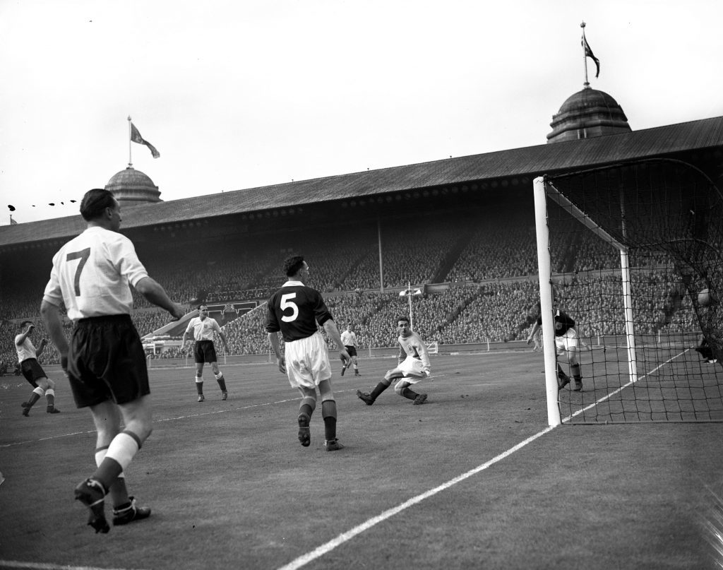 Stanley Matthews looks on as England score another (PA Archive)