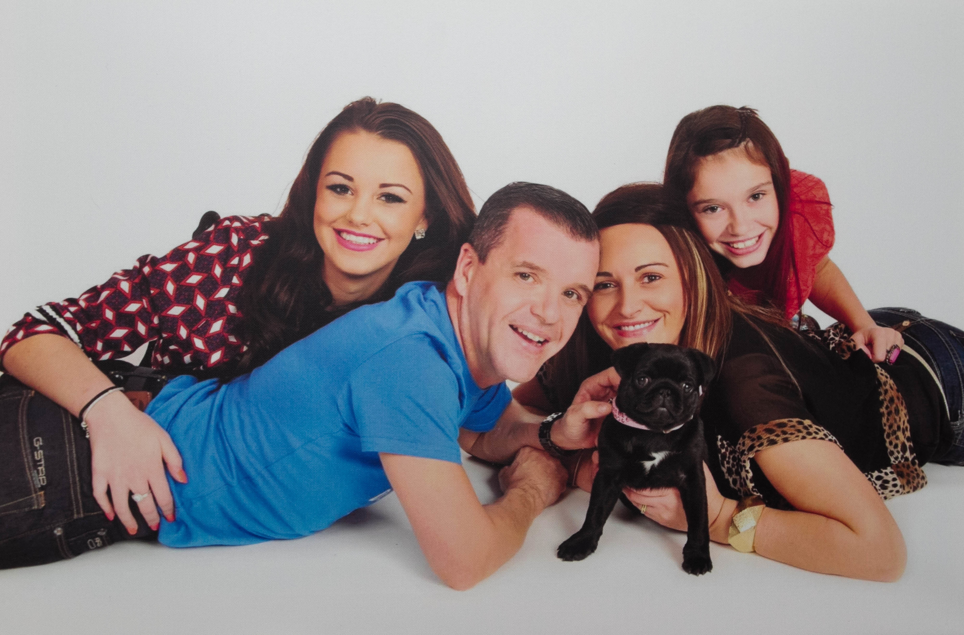 The Cowan family: Courtney (far left), parents Wullie and Nicola and sister Ellie, 13