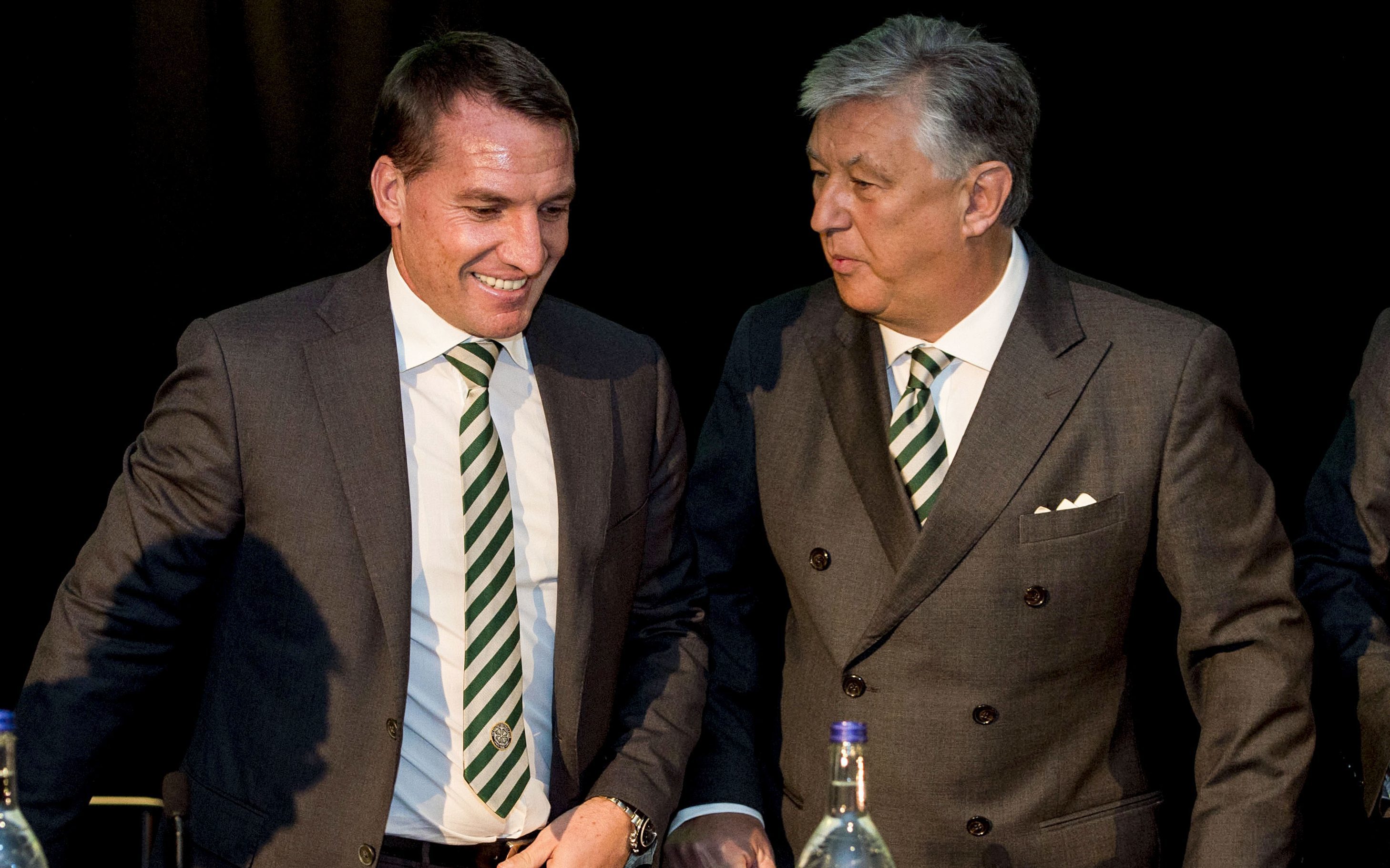 Celtic manager Brendan Rodgers and Chief Executive Peter Lawwell at the club's AGM (SNS Group / Craig Williamson)