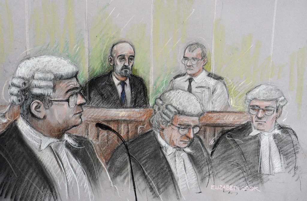 Court artist sketch as Thomas Mair sits in the dock at the Old Bailey (Elizabeth Cook/PA Wire)