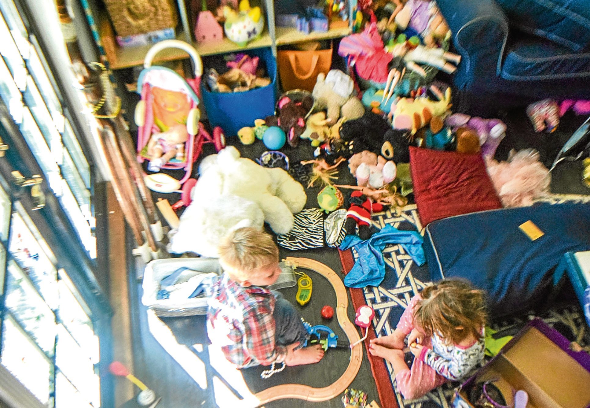 Children playing, making a mess