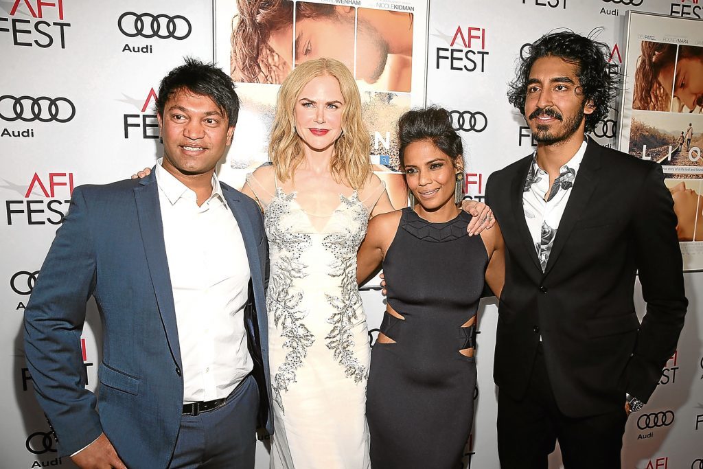 Author Saroo Brierley, actors Nicole Kidman, Priyanka Bose and Dev Patel attend the premiere of 'Lion' (Jesse Grant/Getty Images for TWC-Dimension)
