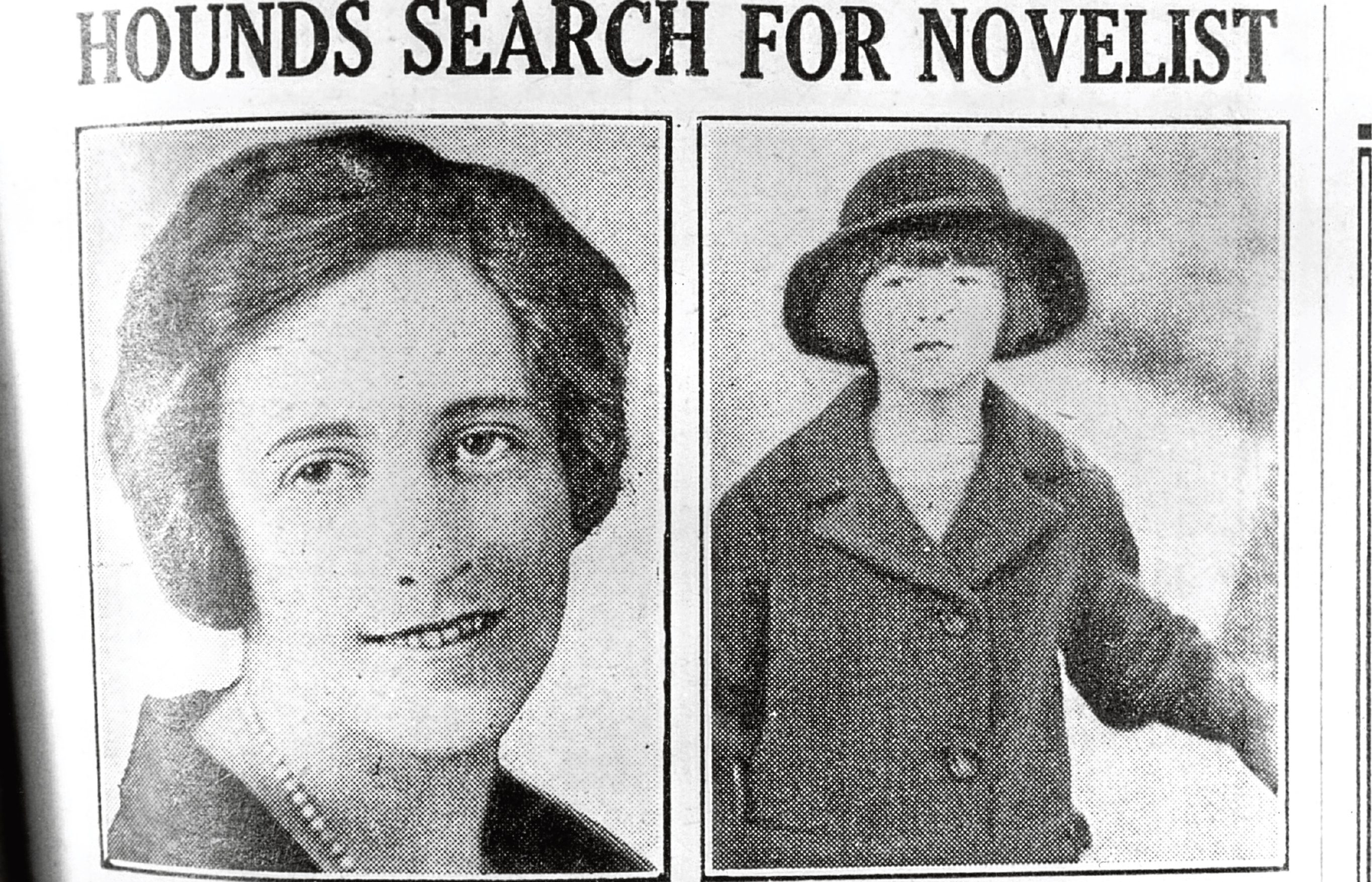 English crime writer Agatha Christie and her daughter, Rosalind, are featured in a newspaper article reporting the mysterious disappearance of the novelist.  (Hulton Archive/Getty Images)