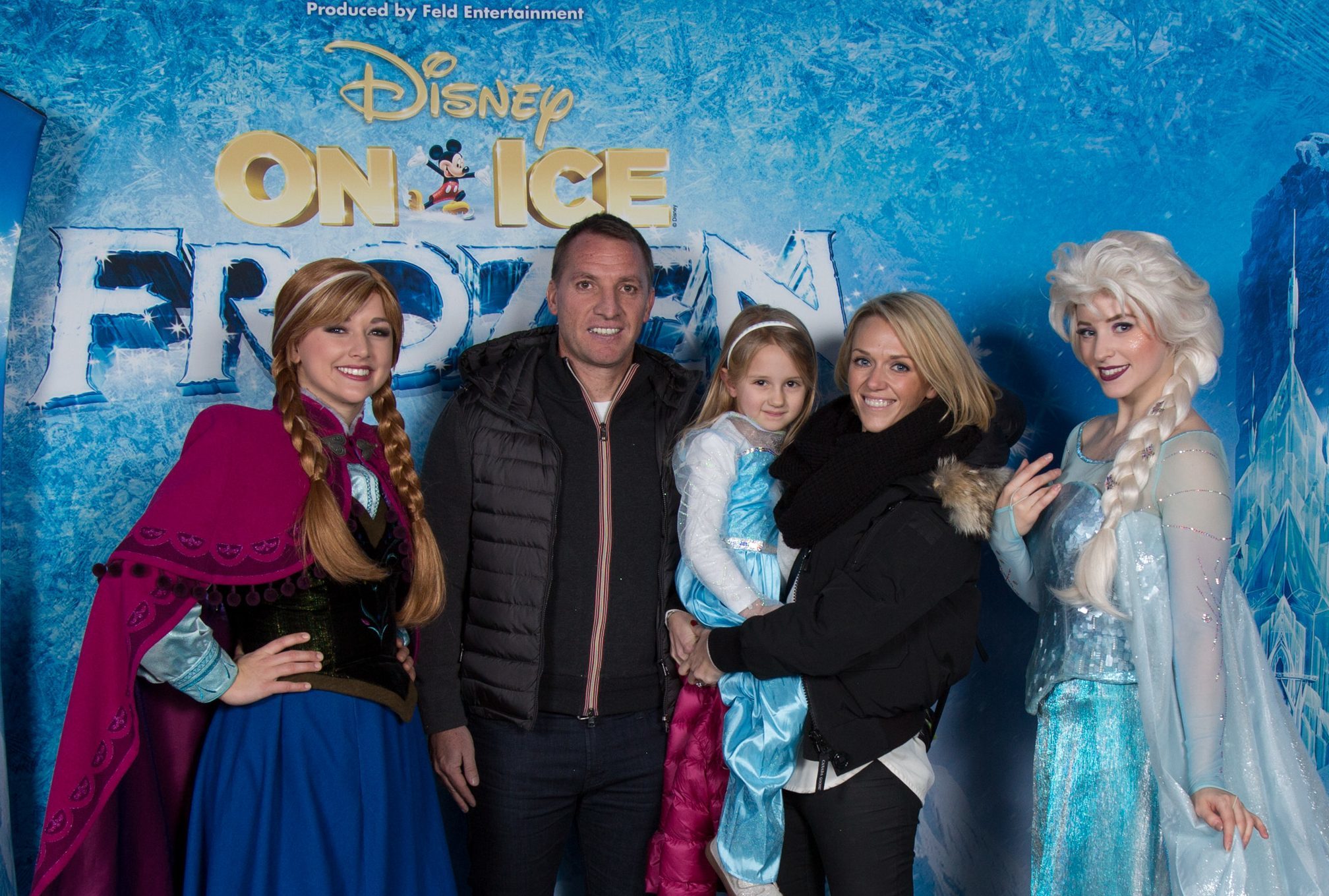 Manager for Celtic Brendan Rodgers and family meet Anna and Elsa (Disney on Ice)