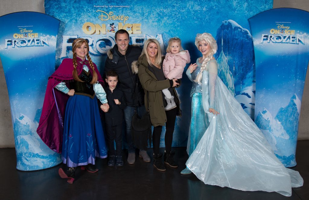 Assistant manager for Celtic Chris Davies and family meet Anna and Elsa (Disney on Ice)