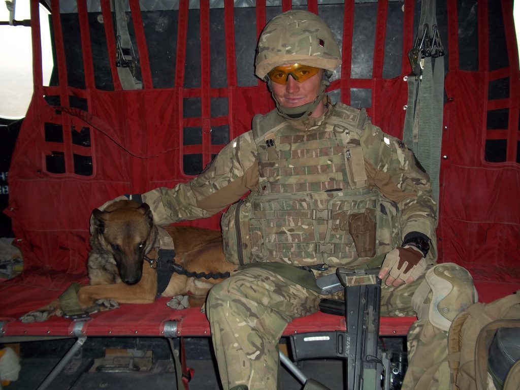 William in Afghanistan, with his dog Obelix