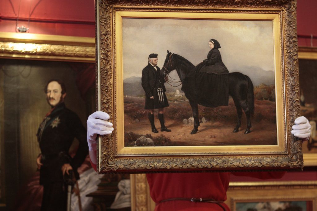 An oil painting of Queen Victoria and John Brown (David Cheskin / PA Archive)