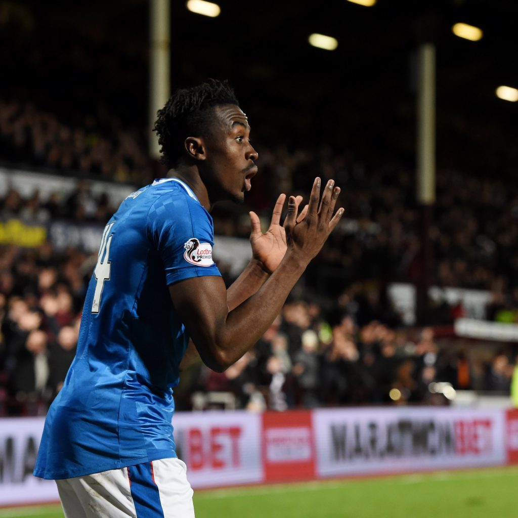 Rangers Joe Dodoo airs his frustration after having a goal disallowed (SNS Group)