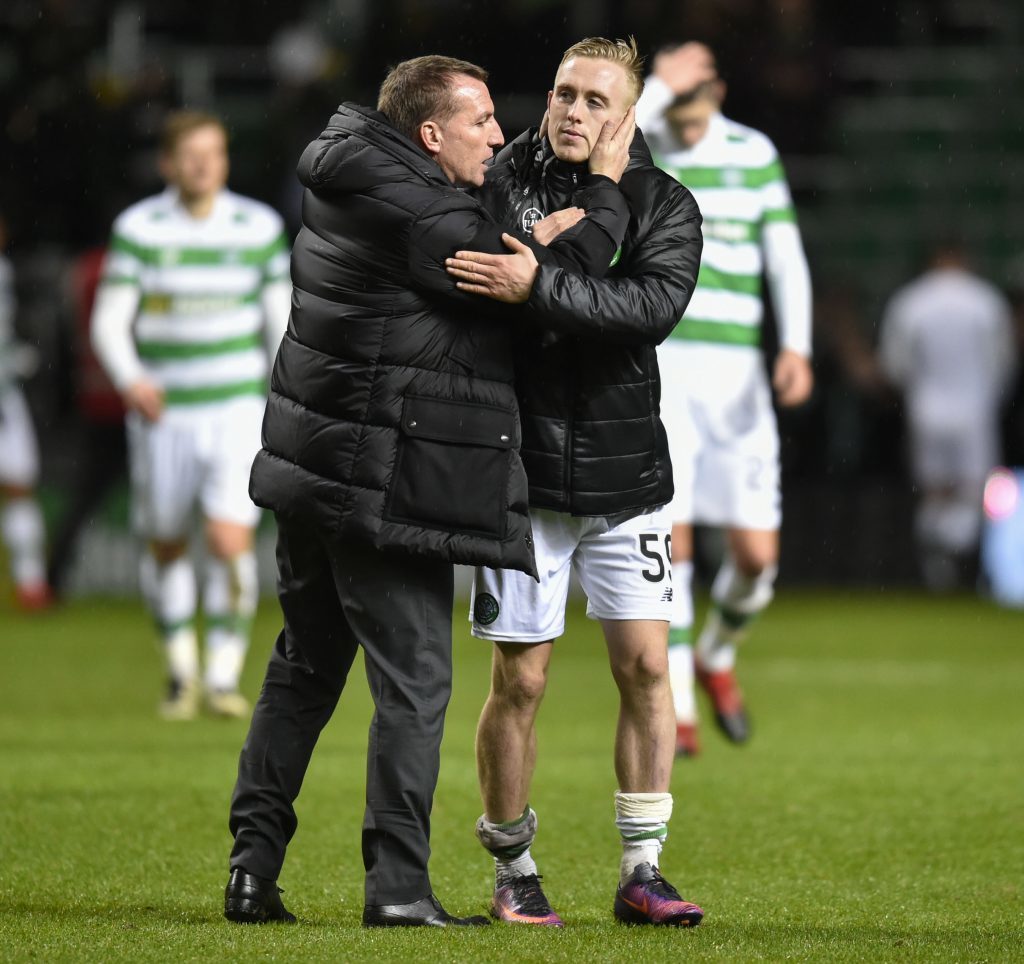 Celtic manager Brendan Rodgers (left) with Calvin Miller (SNS Group)