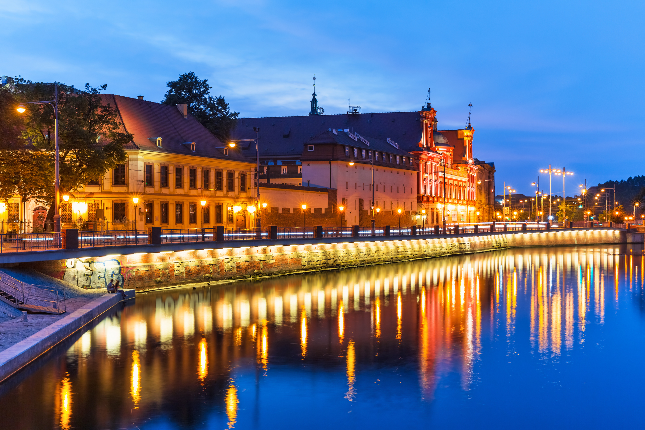 Old Town illuminated pier, Wroclaw, Poland (Getty Images)