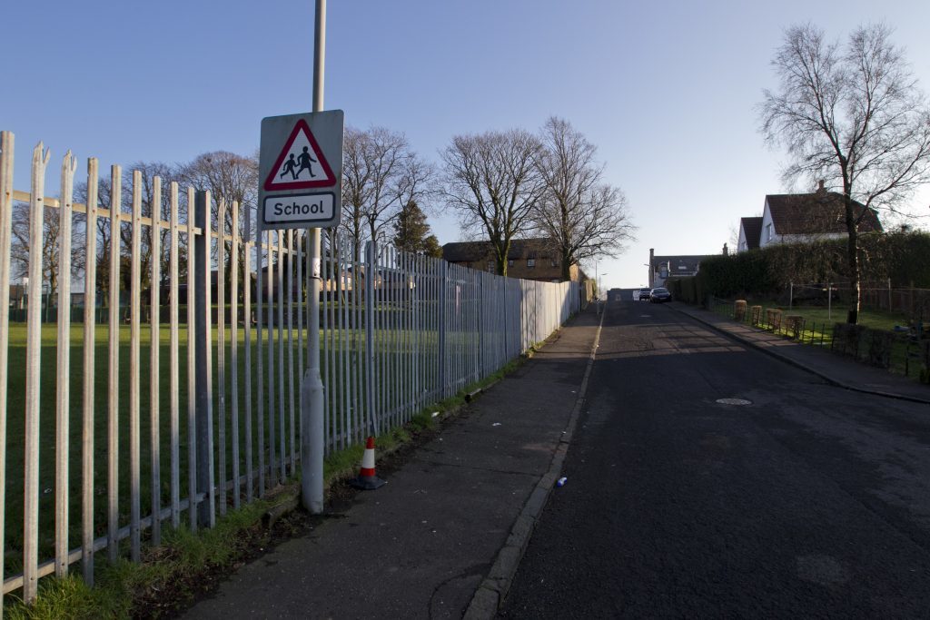 The road next to St Thomas's Primary School, Neilston, where Ken fell (Andrew Cawley / DC Thomson)