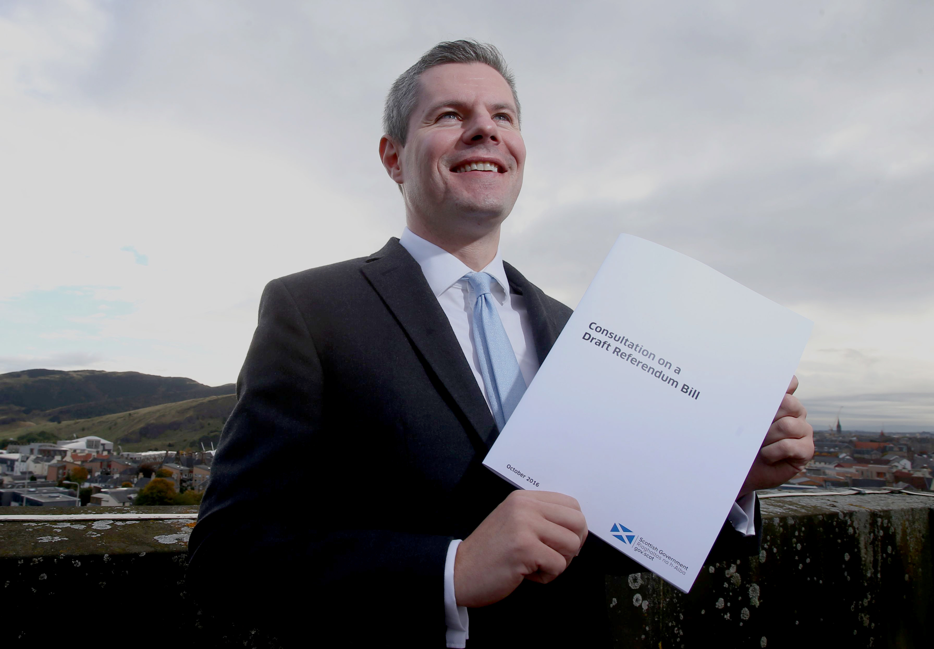 Constitution Minister Derek Mackay holds a copy of the Draft Referendum Bill (Gordon Terris/The Herald/PA Wire)
