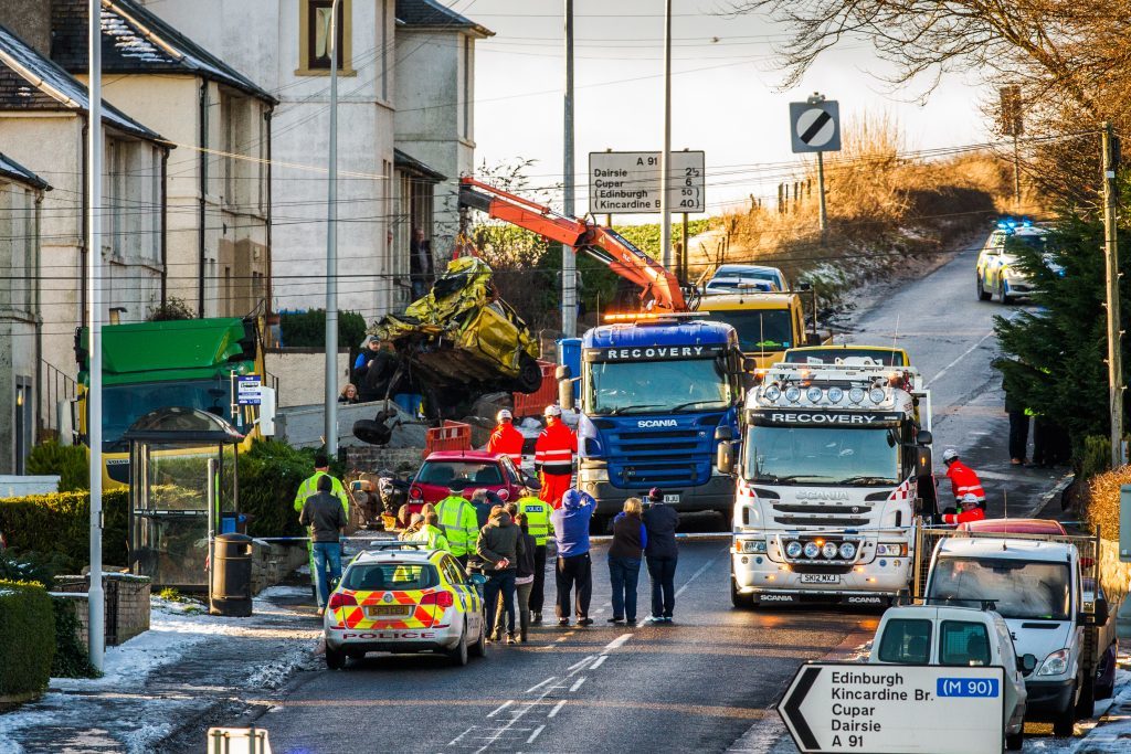 Vehicles damaged by the lorry being recovered (Steve MacDougall / DC Thomson)