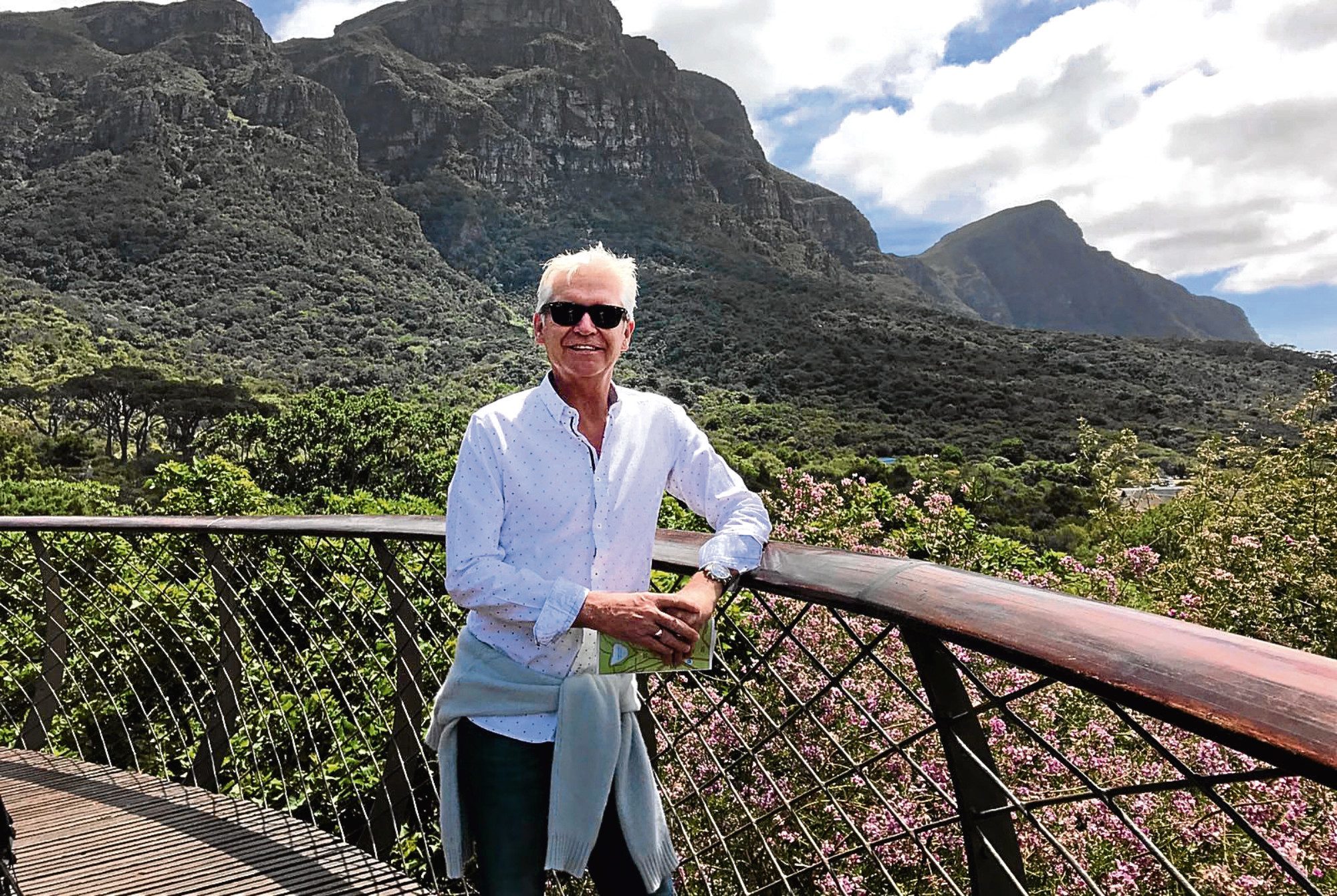 Phillip Schofield standing at Table Mountain, Cape Town