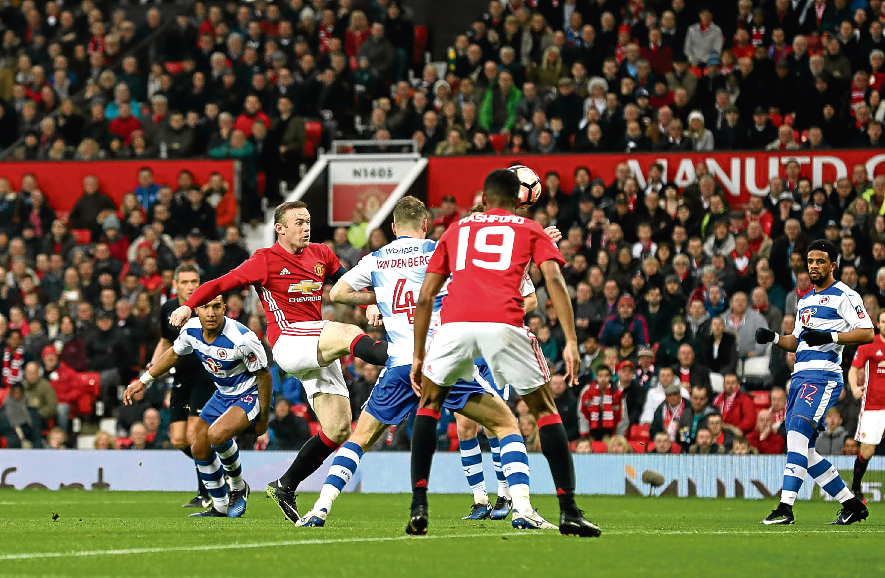 Manchester United's Wayne Rooney scores his side's first goal (Martin Rickett/PA Wire)