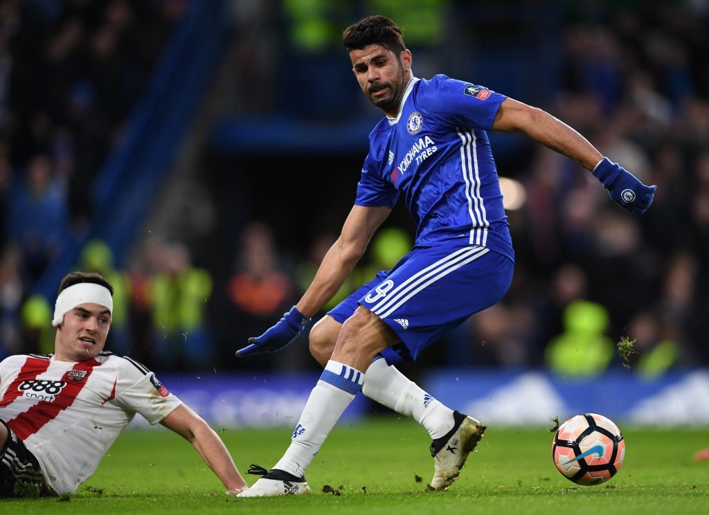 Diego Costa of Chelsea in action during the Emirates FA Cup Fourth Round match (Shaun Botterill/Getty Images)