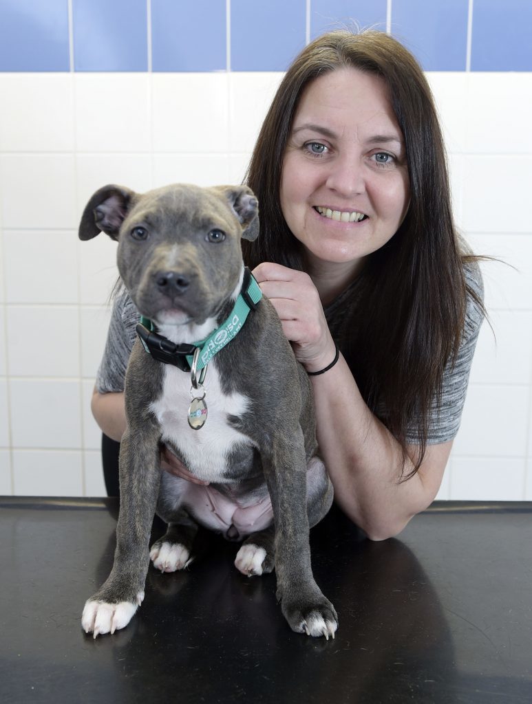 Owner Irene Paisley with Macie (Sandy Young / PDSA/PA Wire)