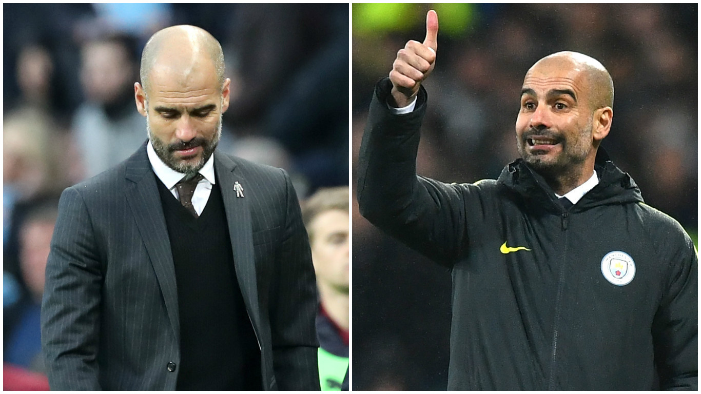 January 2 v January 6: Pep Guardiola’s mood has swung from one extreme to the other in the past few days (Getty Images)