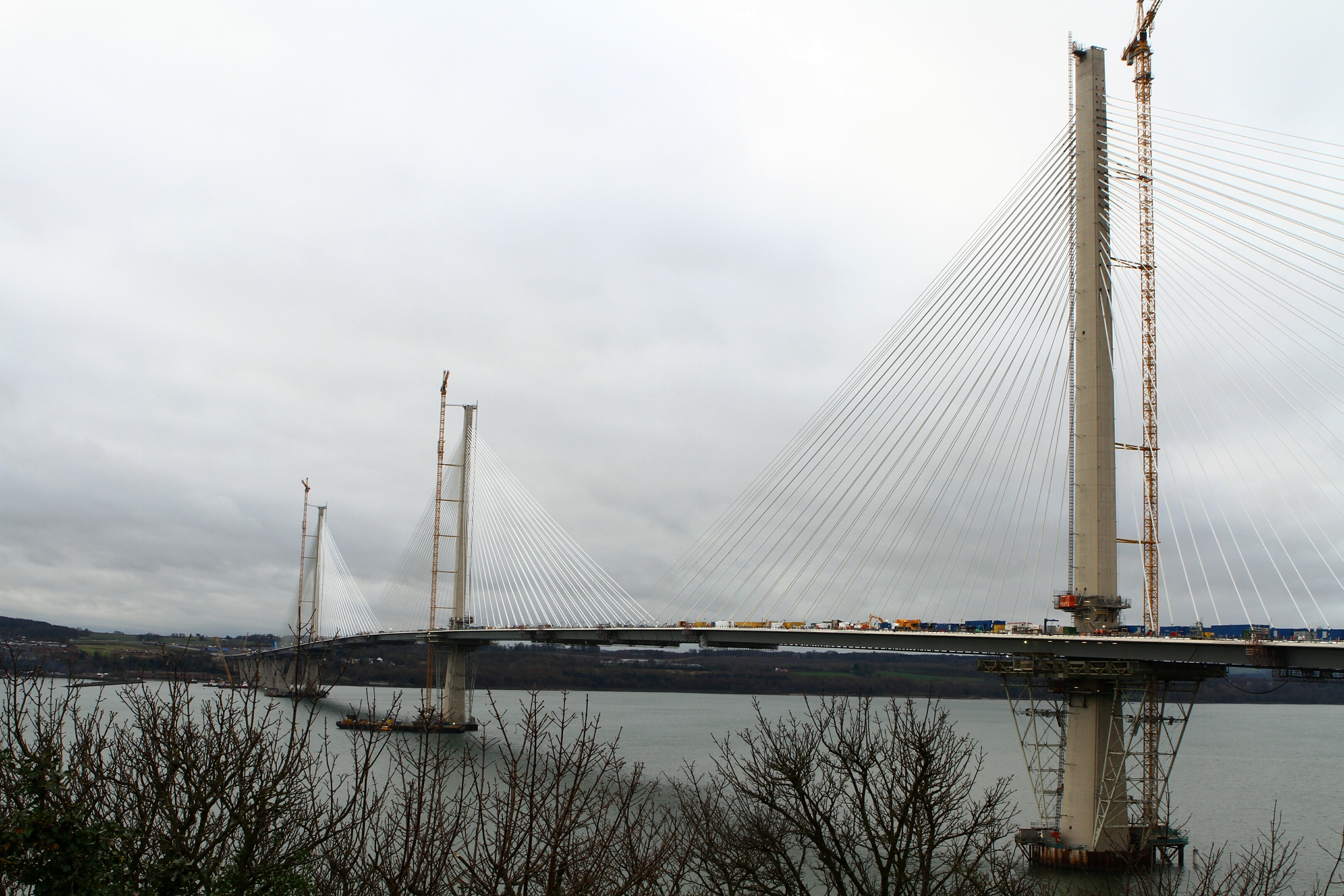 The new Queensferry Crossing viewed from the north side of the River Forth. Tuesday 24th January 2017. (DC Thomson)
