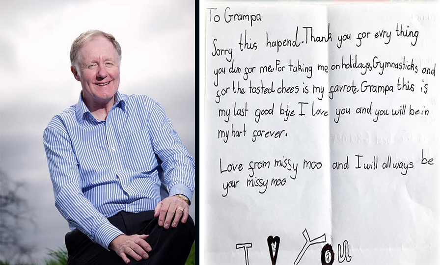 The note Ken Smart's granddaughter wrote after his death
