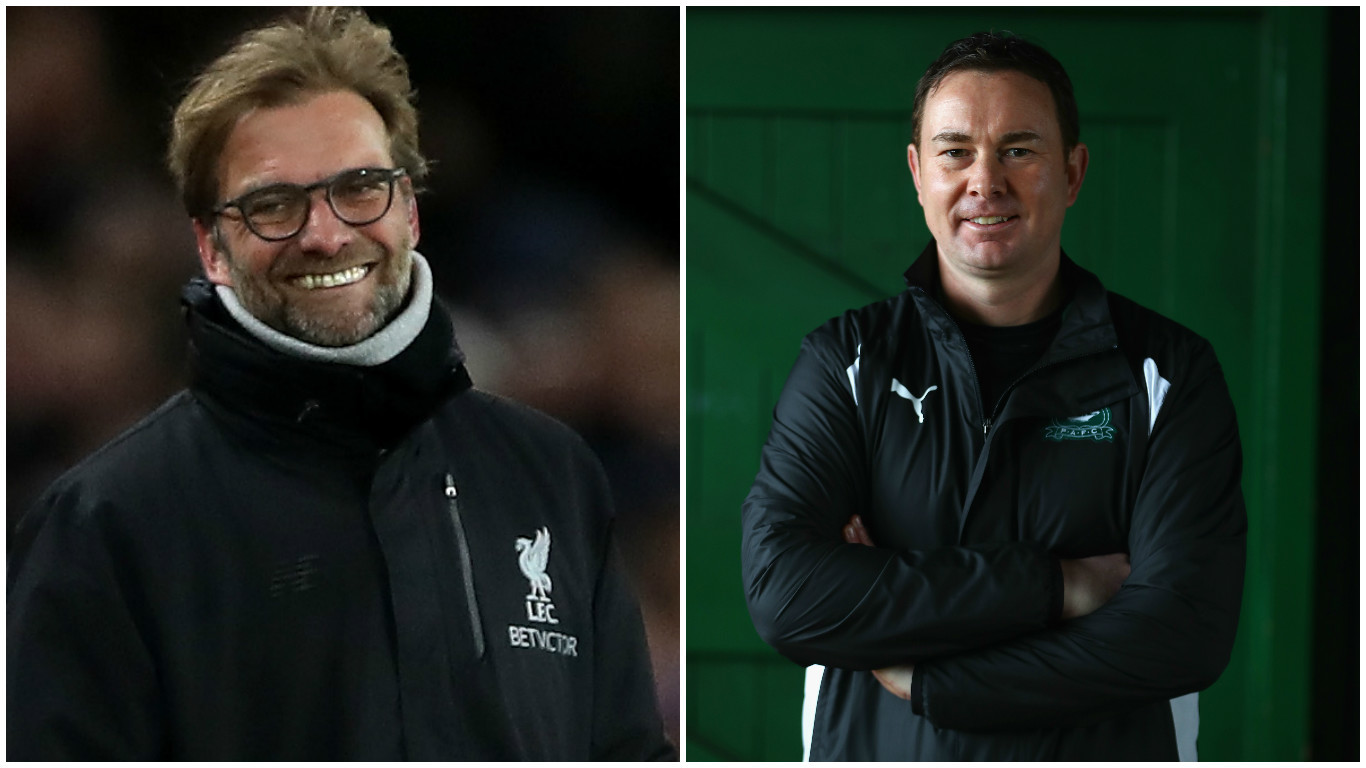 Former Ross County boss Derek Adams (right) is up against Liverpool in the FA Cup (Ian MacNicol & Michael Steele/Getty Images)